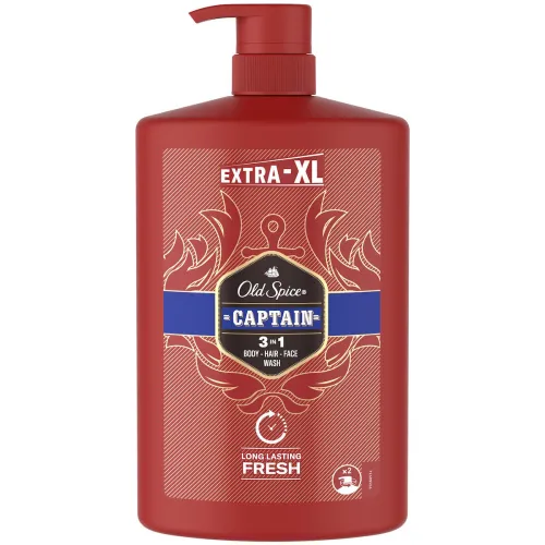 Old Spice Captain 3in1 Αφρόλουτρο σε Gel για Άνδρες για Μαλλιά , Πρόσωπο & Σώμα 1000ml